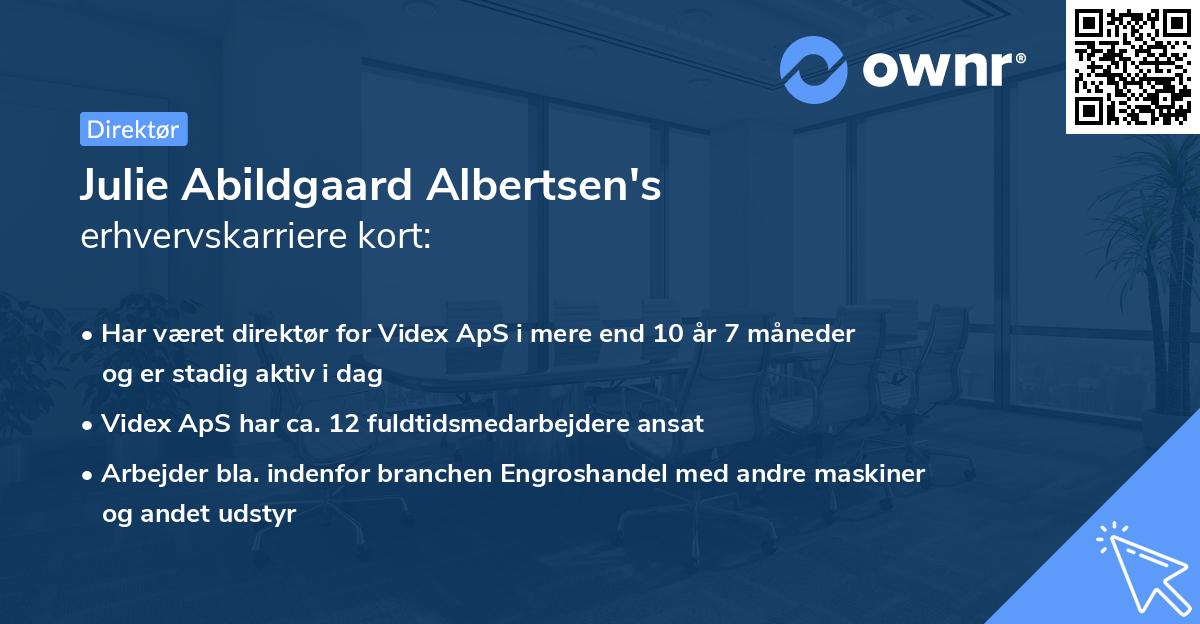 Julie Abildgaard Albertsen's erhvervskarriere kort