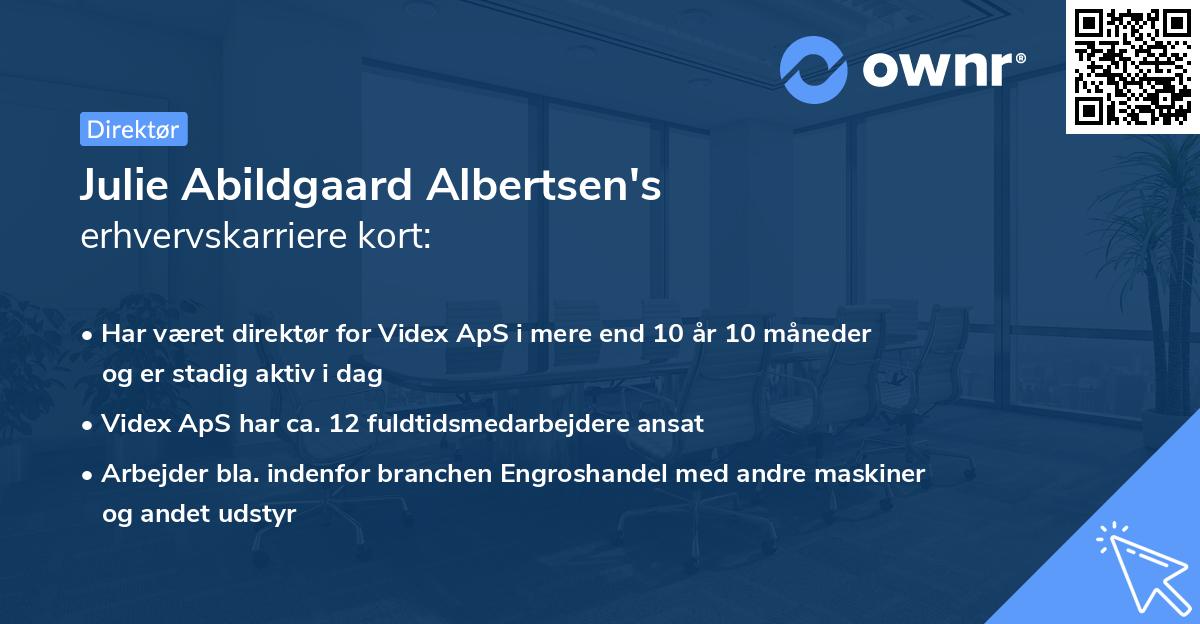 Julie Abildgaard Albertsen's erhvervskarriere kort