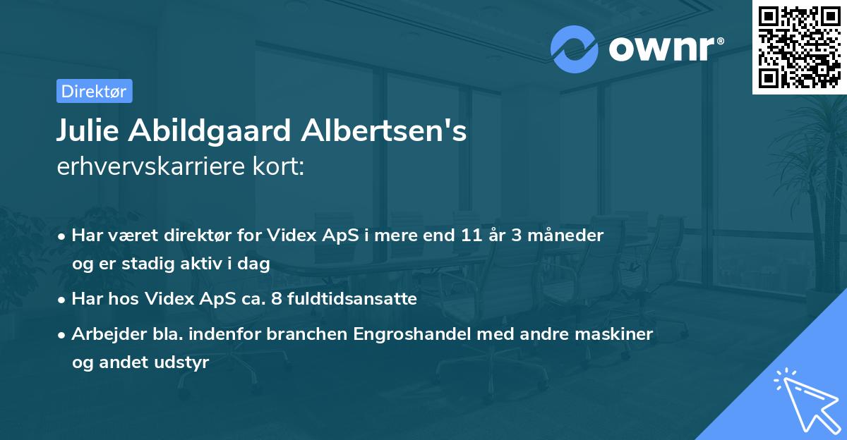 Julie Abildgaard Albertsen's erhvervskarriere kort
