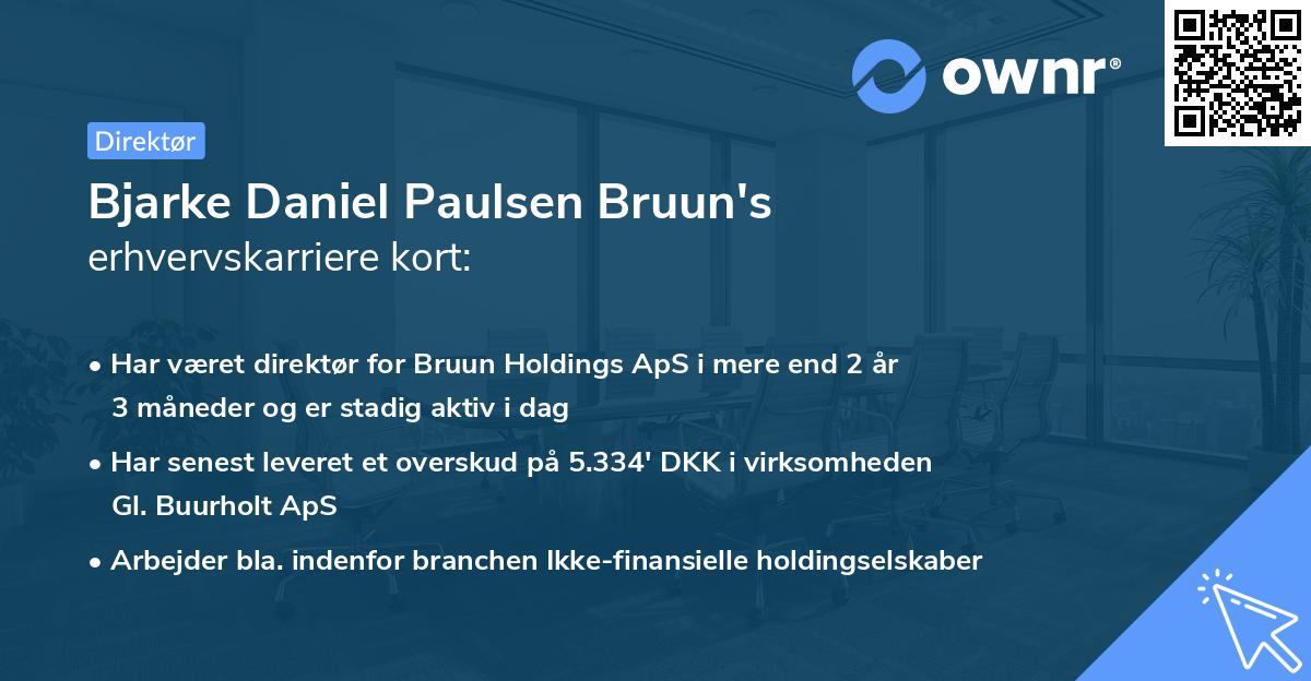 Bjarke Daniel Paulsen Bruun's erhvervskarriere kort