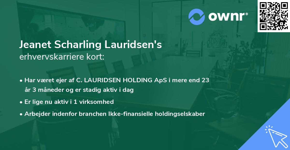 Jeanet Scharling Lauridsen's erhvervskarriere kort