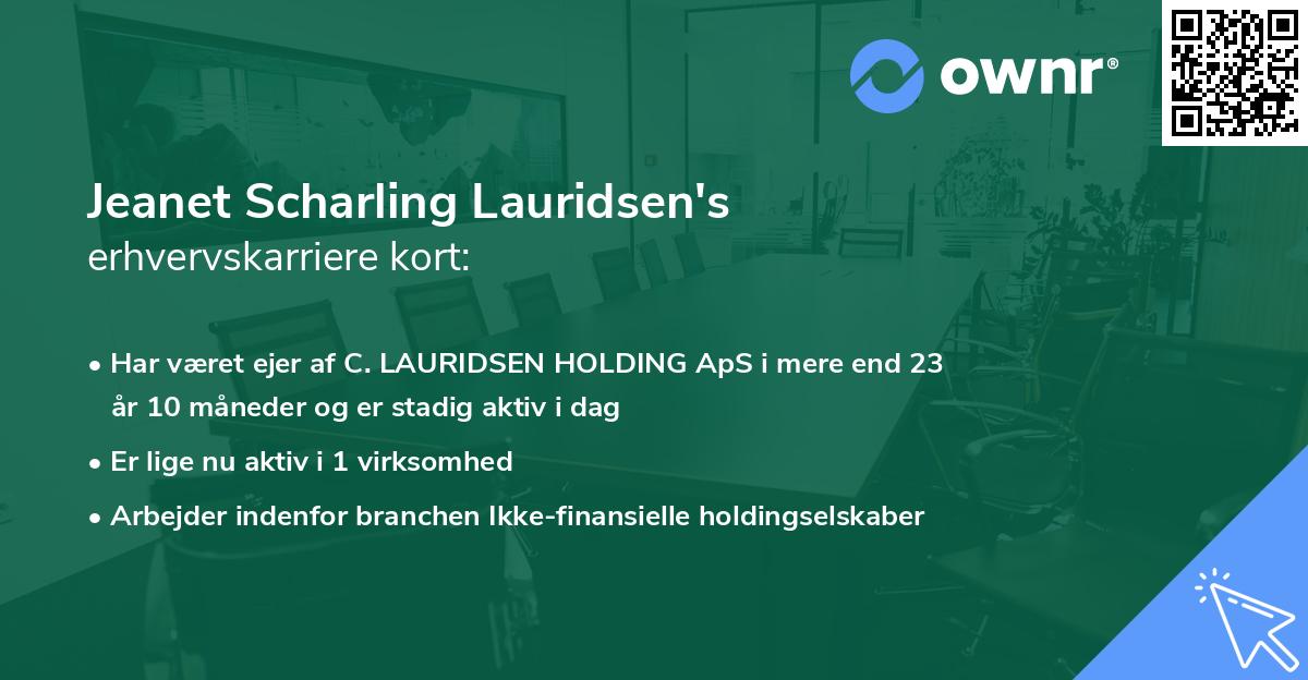 Jeanet Scharling Lauridsen's erhvervskarriere kort