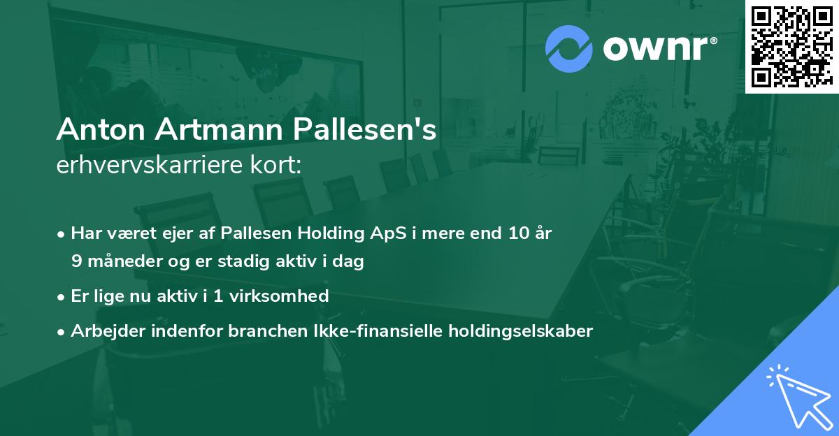 Anton Artmann Pallesen's erhvervskarriere kort