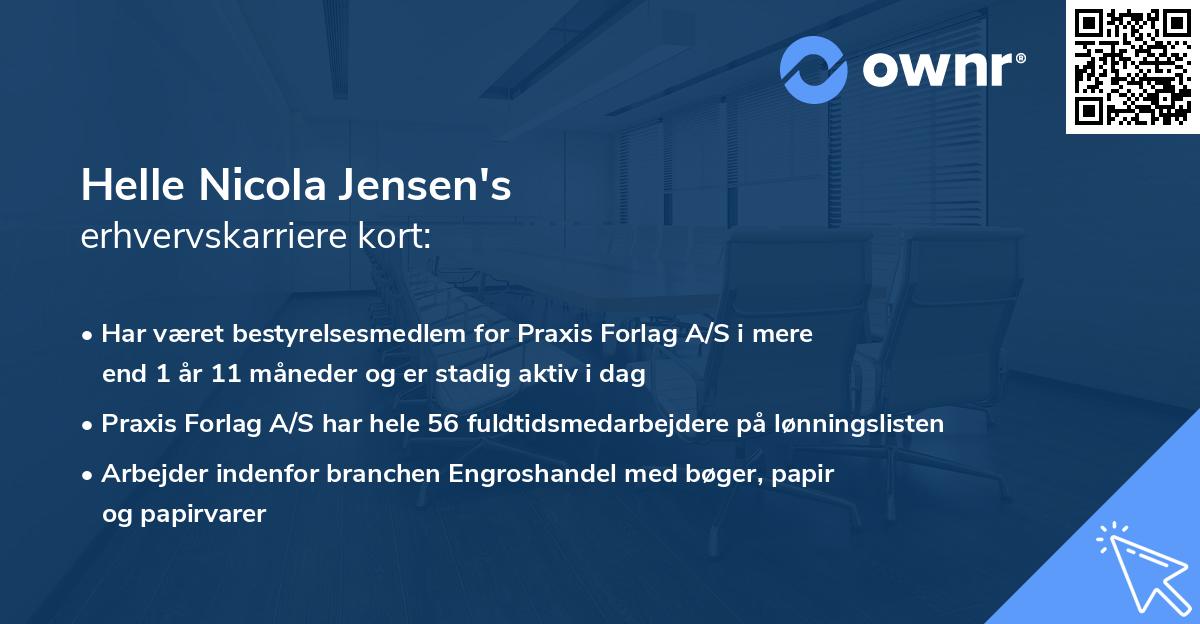 Helle Nicola Jensen's erhvervskarriere kort