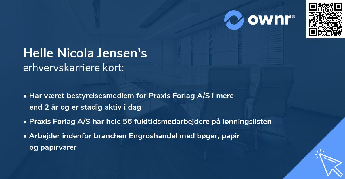Helle Nicola Jensen's erhvervskarriere kort