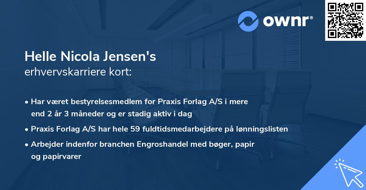 Helle Nicola Jensen's erhvervskarriere kort