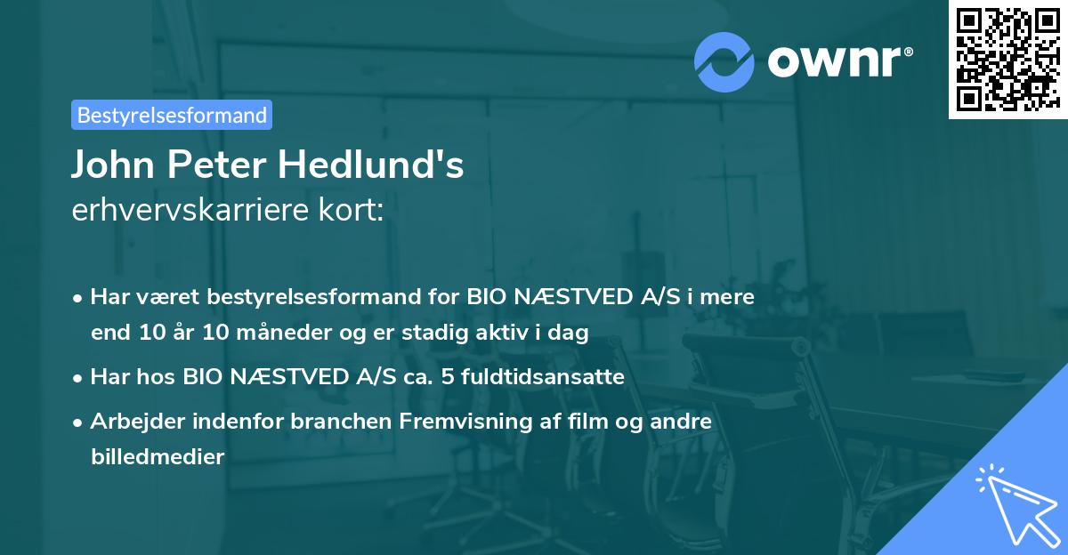 John Peter Hedlund's erhvervskarriere kort