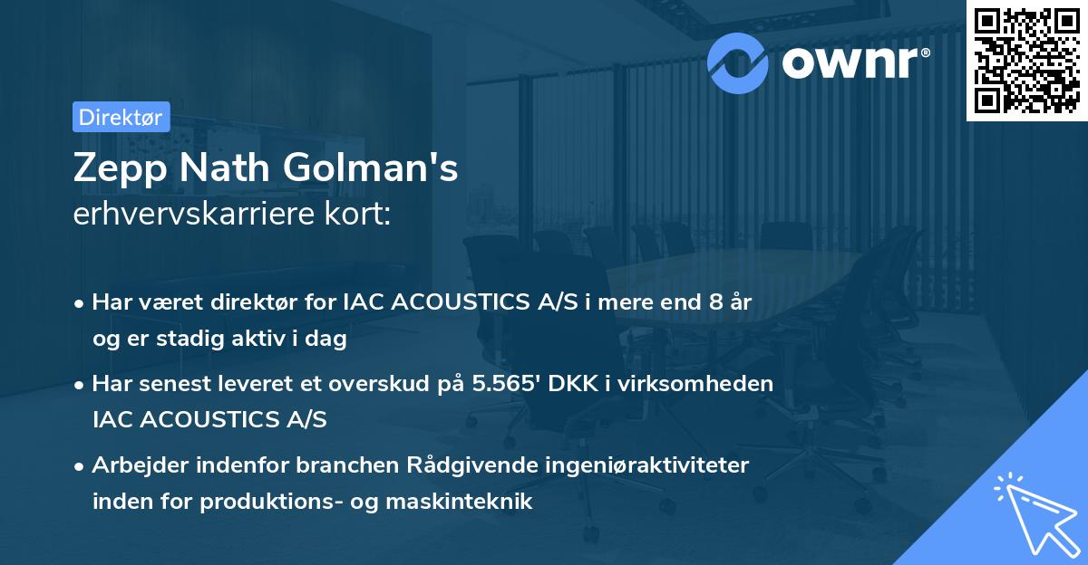 Zepp Nath Golman's erhvervskarriere kort