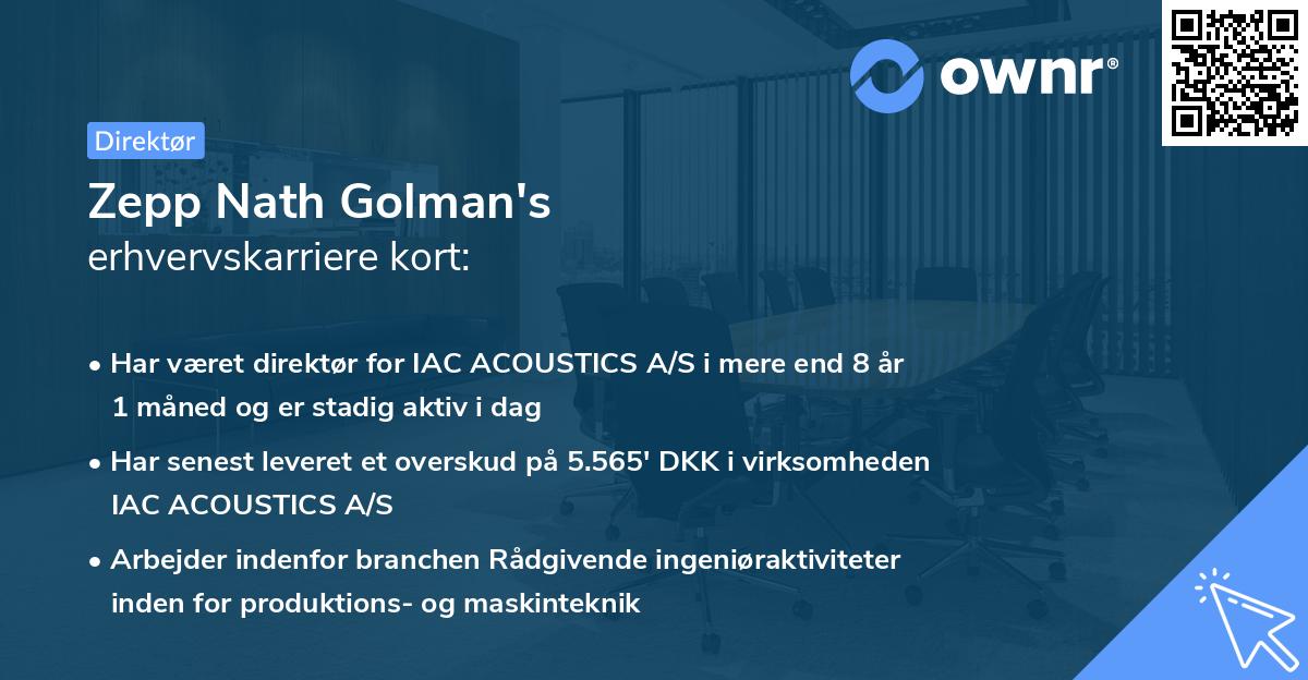 Zepp Nath Golman's erhvervskarriere kort