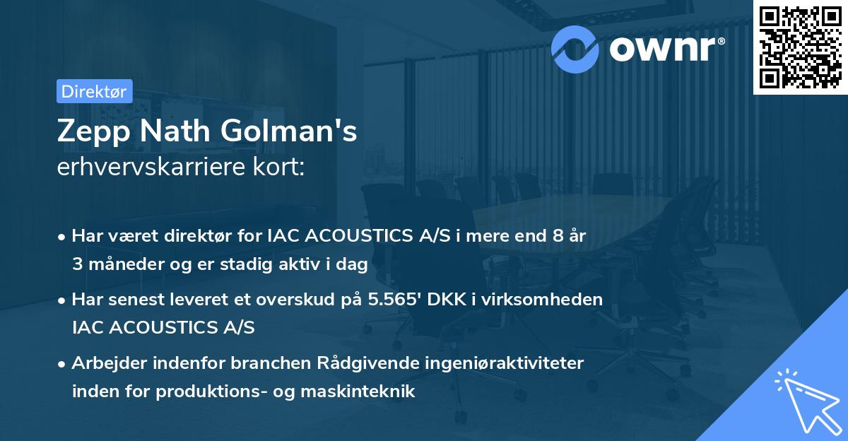 Zepp Nath Golman's erhvervskarriere kort