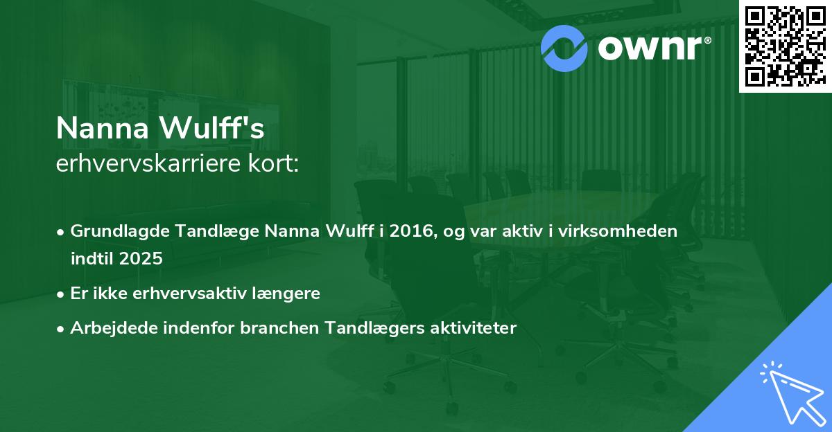 Nanna Wulff's erhvervskarriere kort