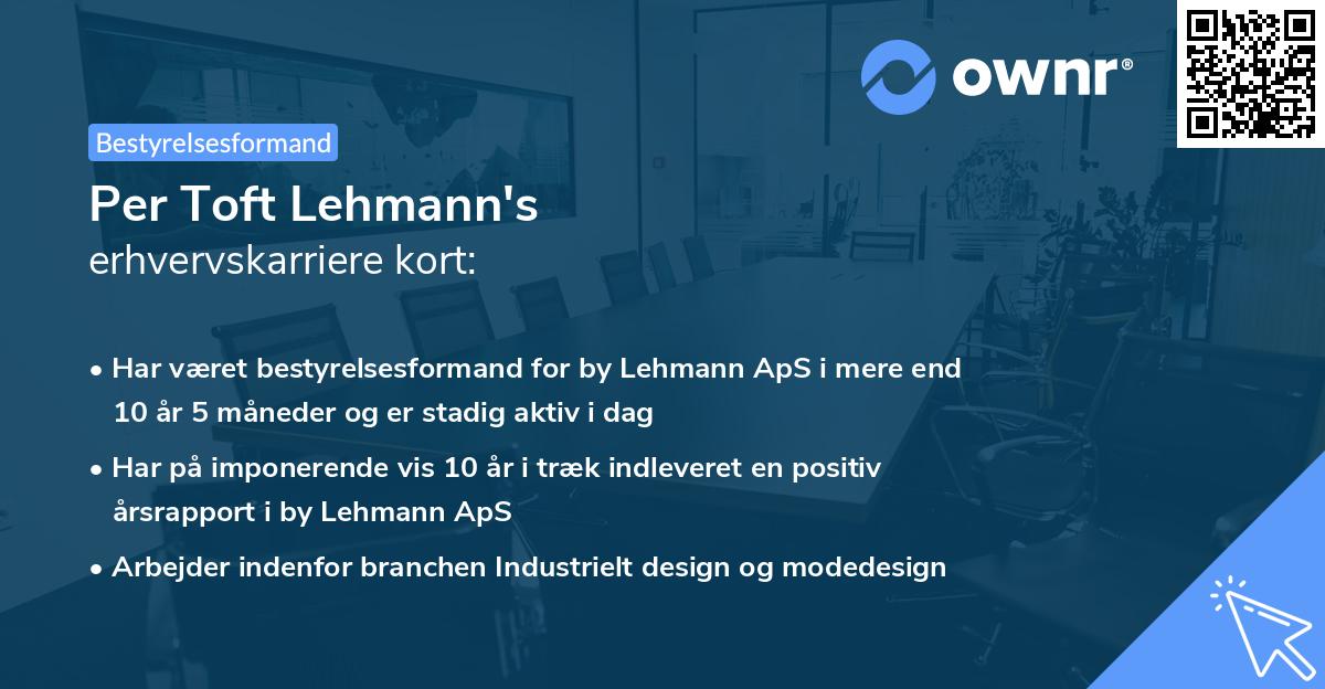 Per Toft Lehmann's erhvervskarriere kort