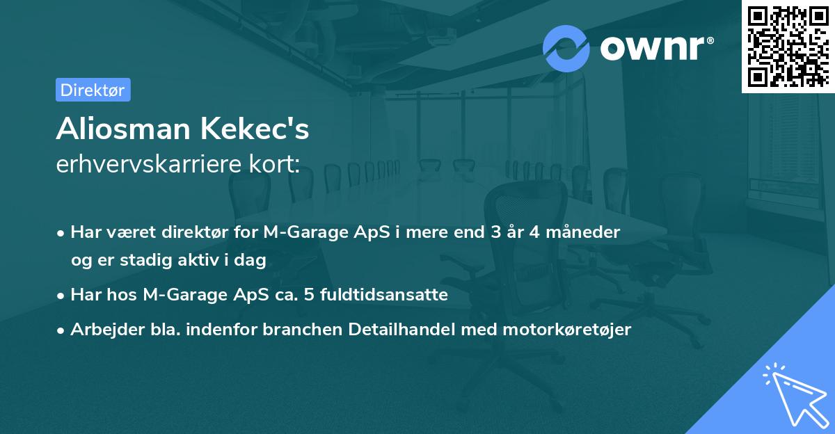 Aliosman Kekec's erhvervskarriere kort