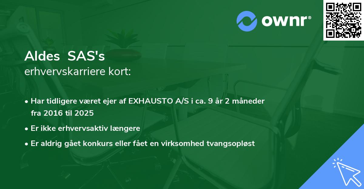 Aldes  SAS's erhvervskarriere kort