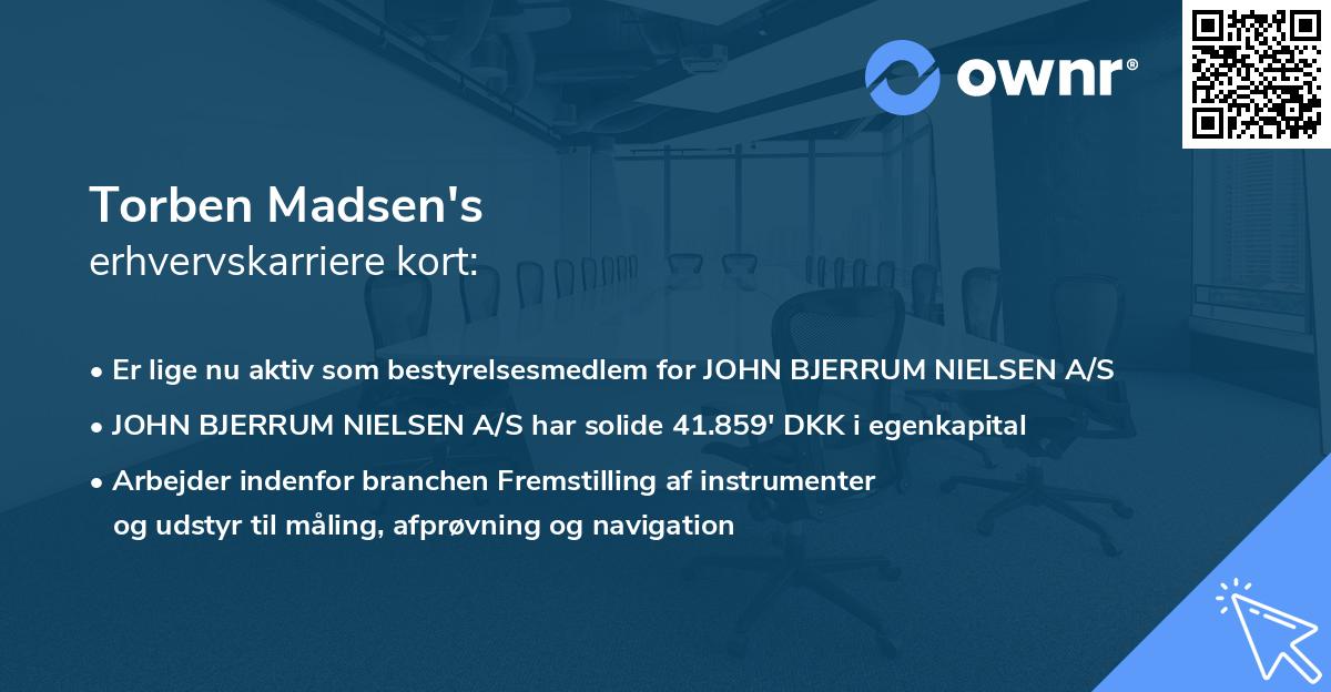 Torben Madsen's erhvervskarriere kort