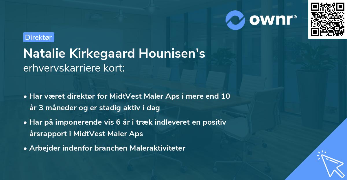 Natalie Kirkegaard Hounisen's erhvervskarriere kort