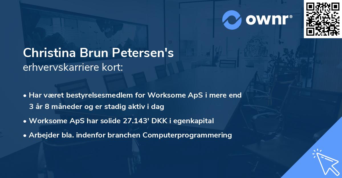 Christina Brun Petersen's erhvervskarriere kort