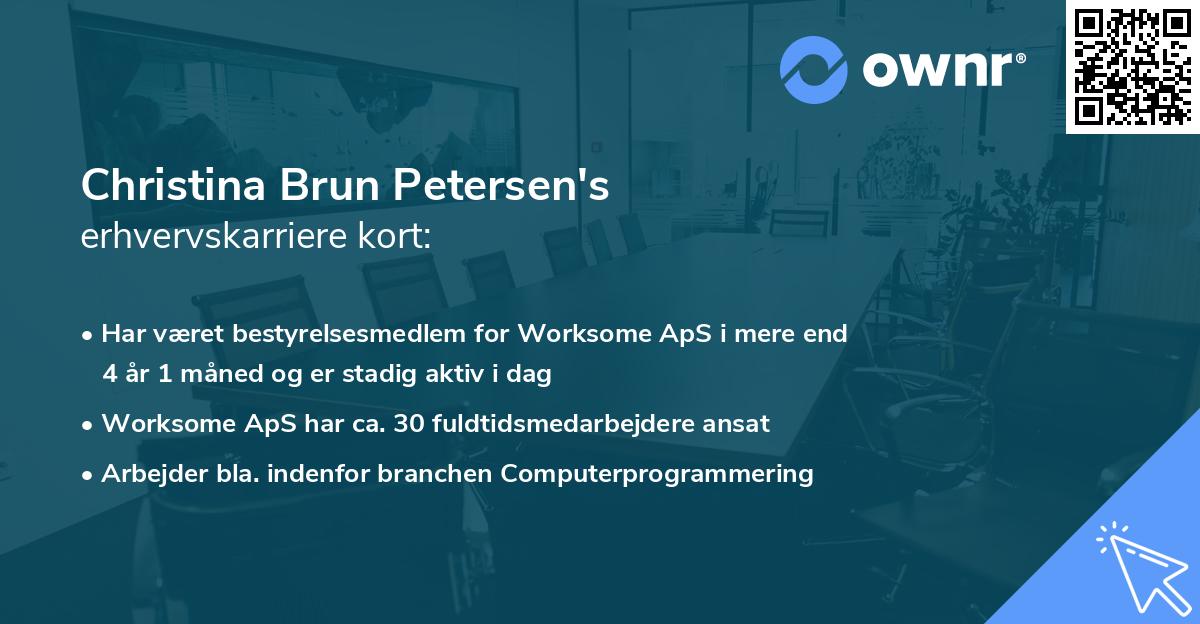 Christina Brun Petersen's erhvervskarriere kort