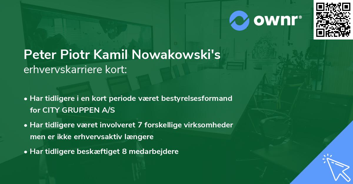 Peter Piotr Kamil Nowakowski's erhvervskarriere kort