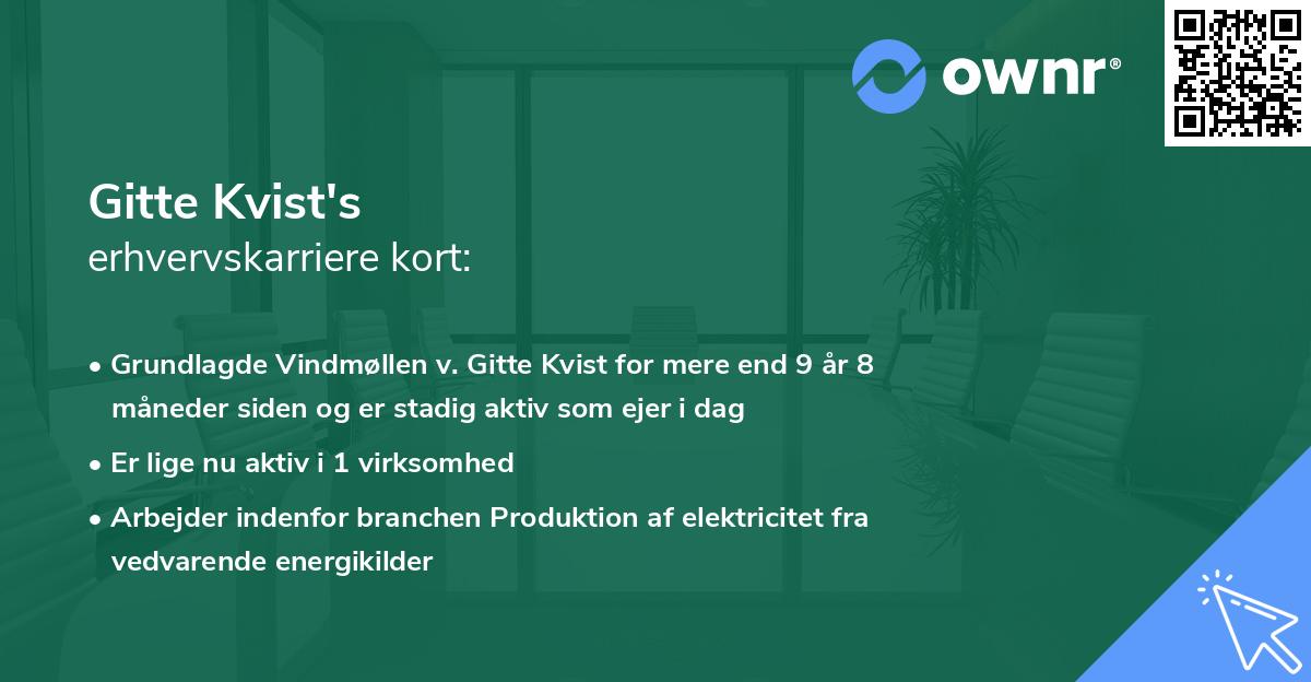 Gitte Kvist's erhvervskarriere kort