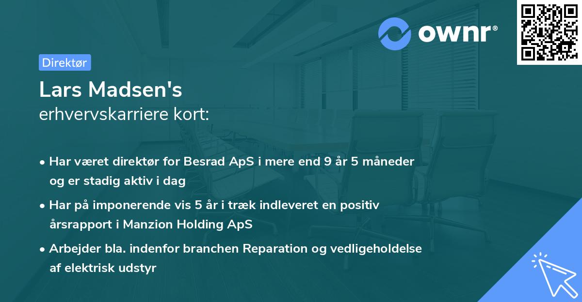 Lars Madsen's erhvervskarriere kort