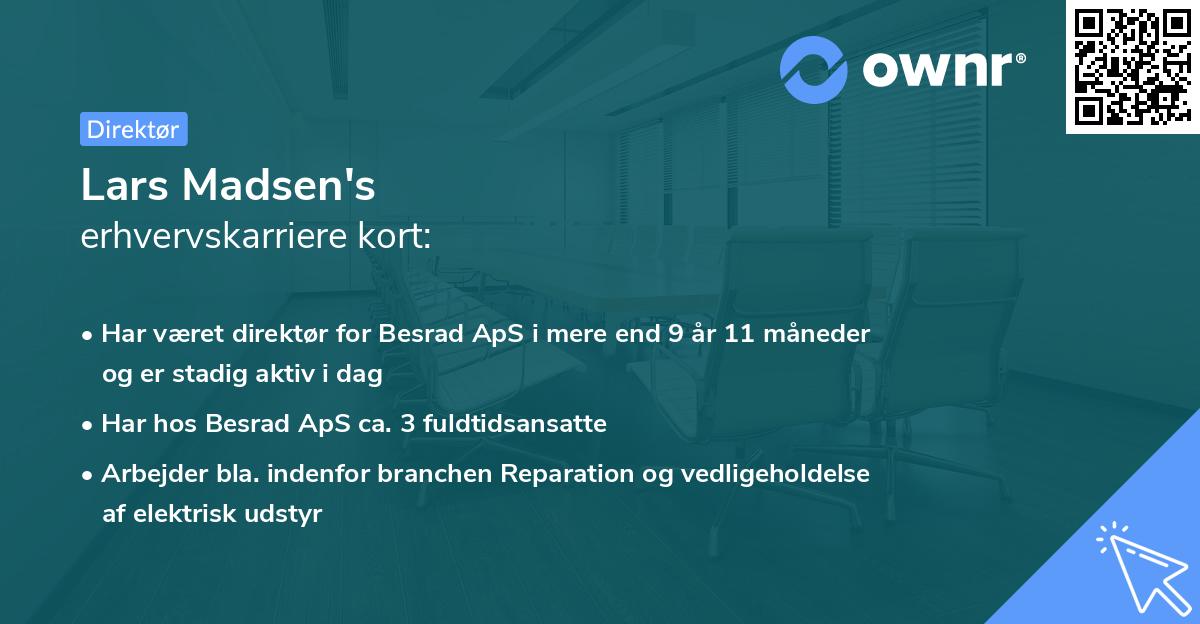 Lars Madsen's erhvervskarriere kort