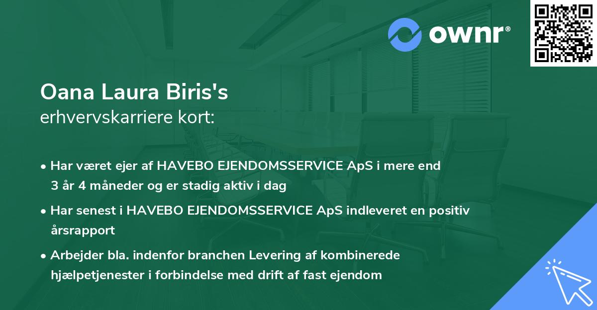 Oana Laura Biris's erhvervskarriere kort