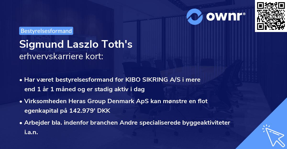 Sigmund Laszlo Toth's erhvervskarriere kort