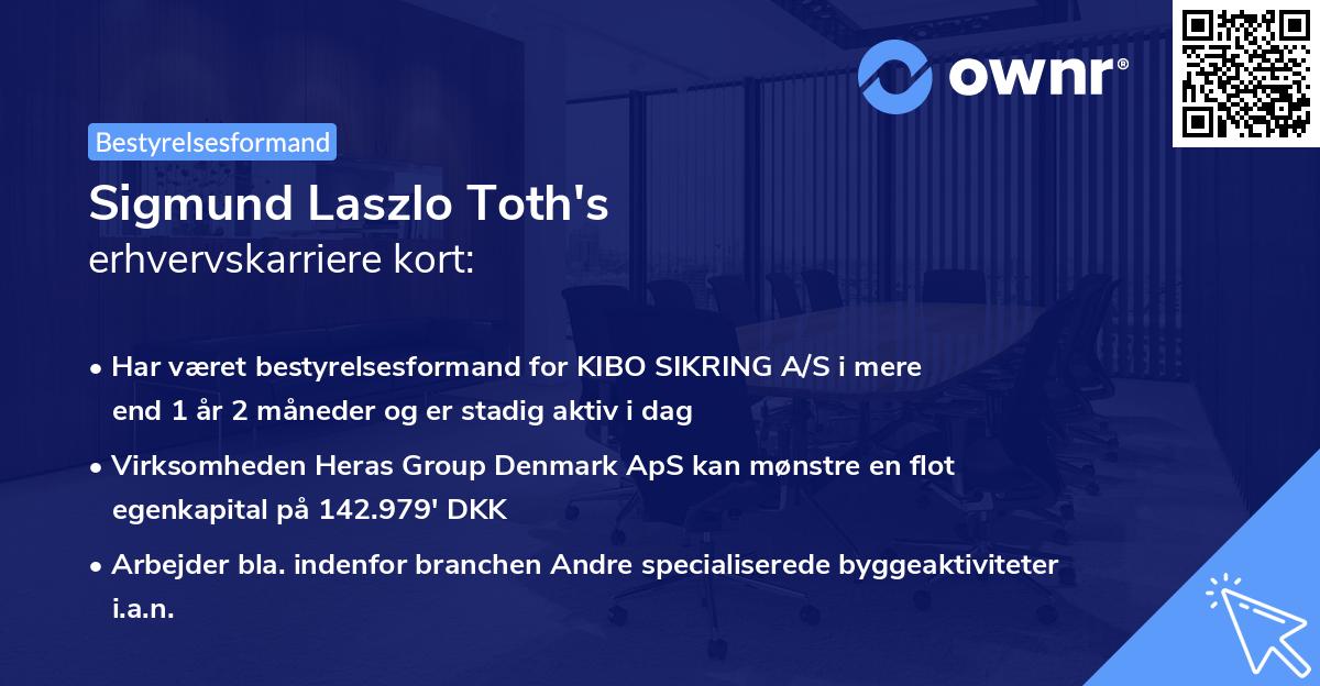 Sigmund Laszlo Toth's erhvervskarriere kort