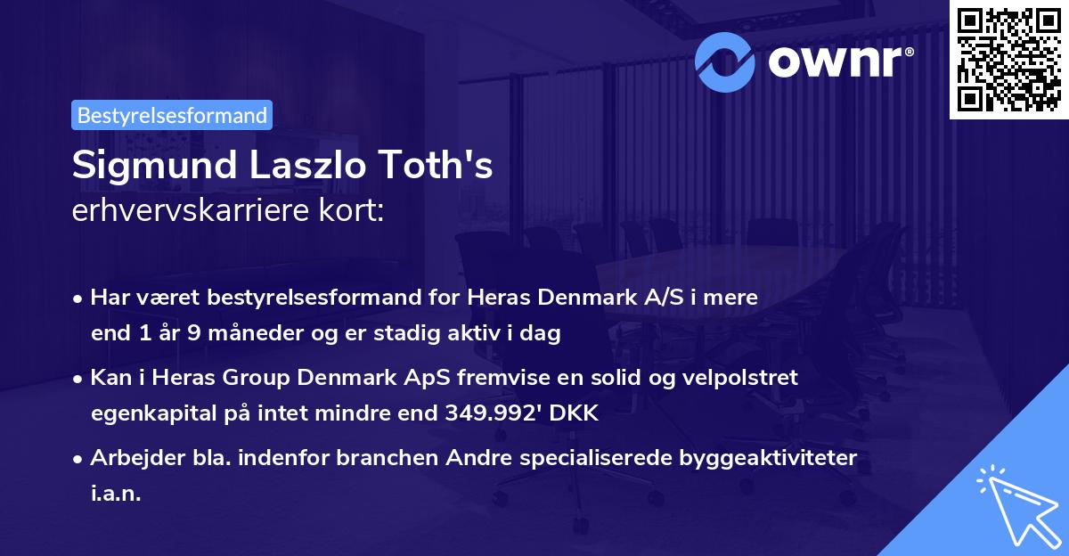 Sigmund Laszlo Toth's erhvervskarriere kort