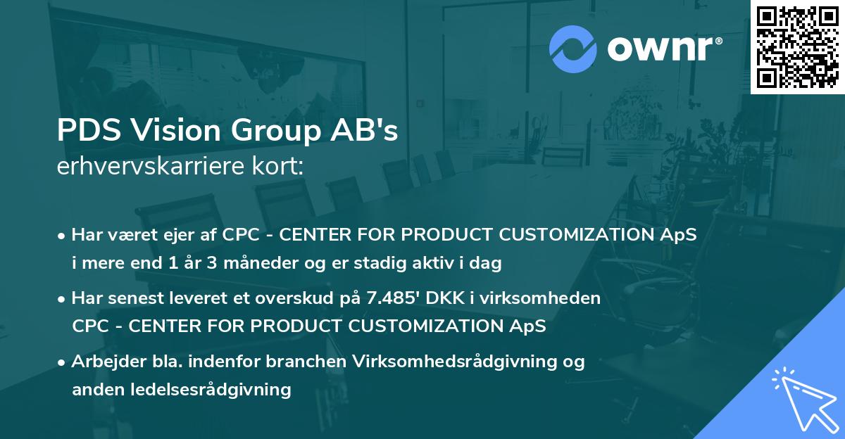 PDS Vision Group AB's erhvervskarriere kort