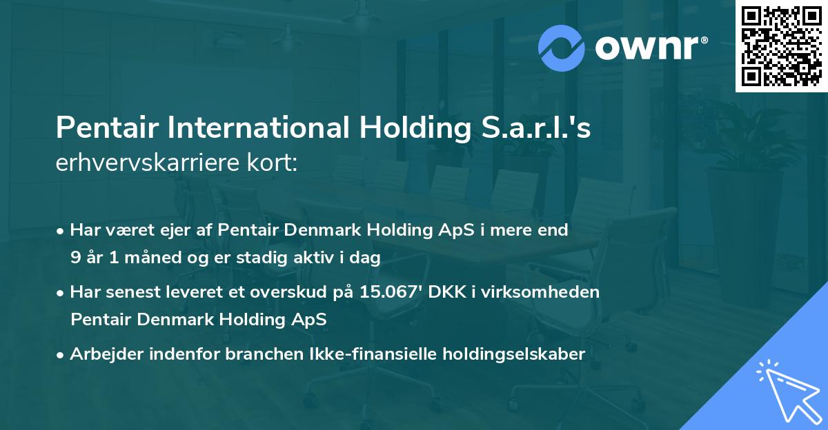 Pentair International Holding S.a.r.l.'s erhvervskarriere kort