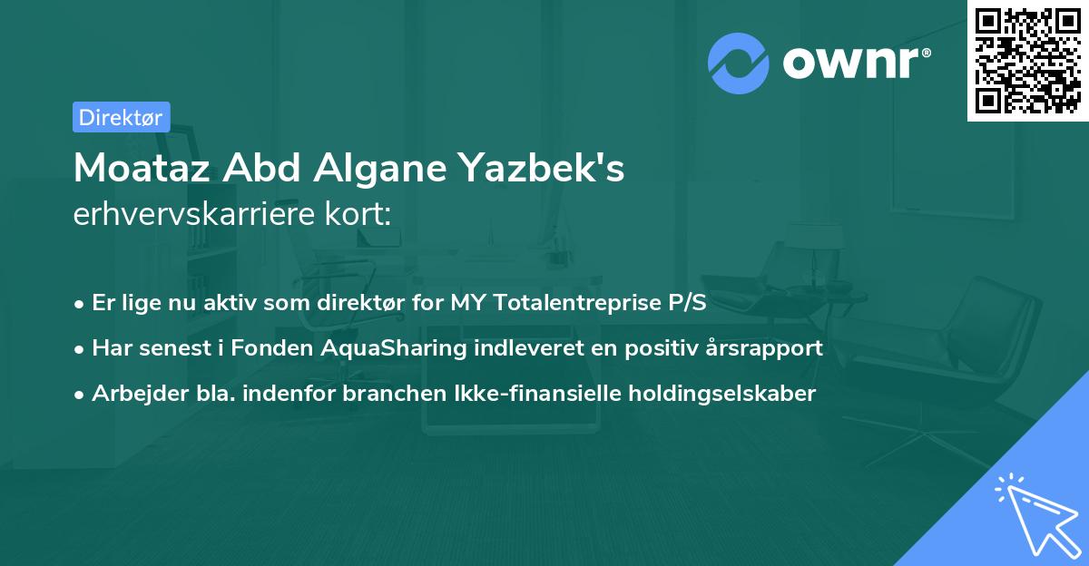 Moataz Abd Algane Yazbek's erhvervskarriere kort