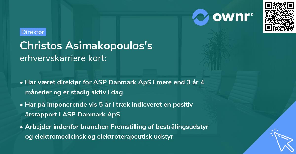 Christos Asimakopoulos's erhvervskarriere kort