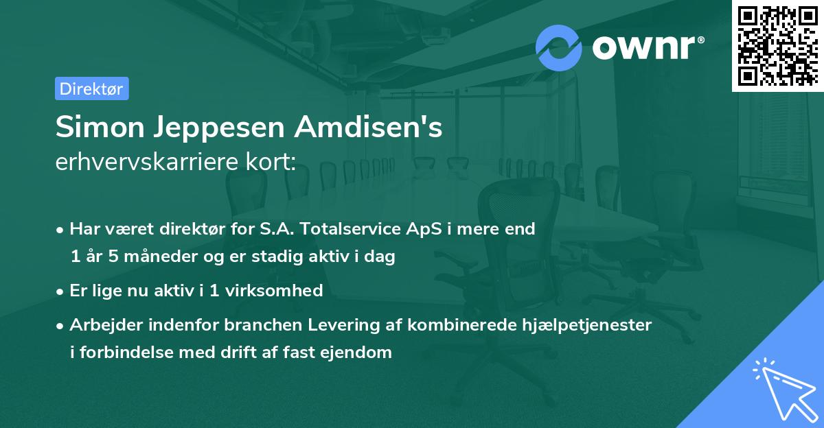 Simon Jeppesen Amdisen's erhvervskarriere kort