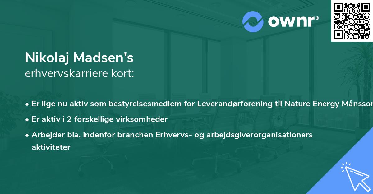 Nikolaj Madsen's erhvervskarriere kort