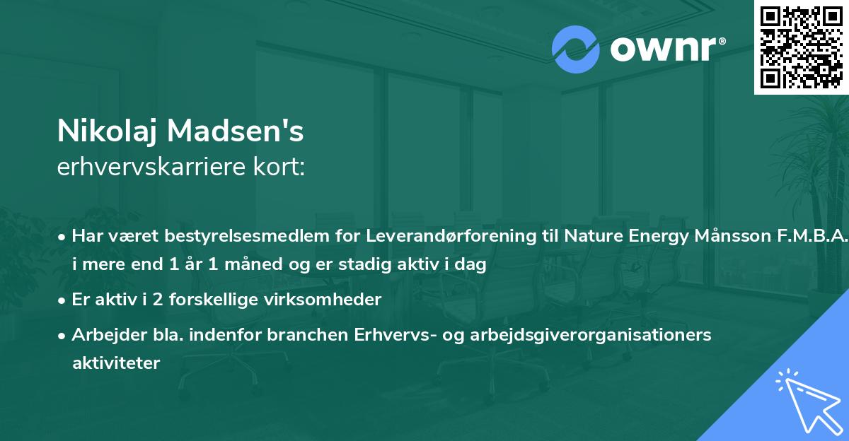 Nikolaj Madsen's erhvervskarriere kort