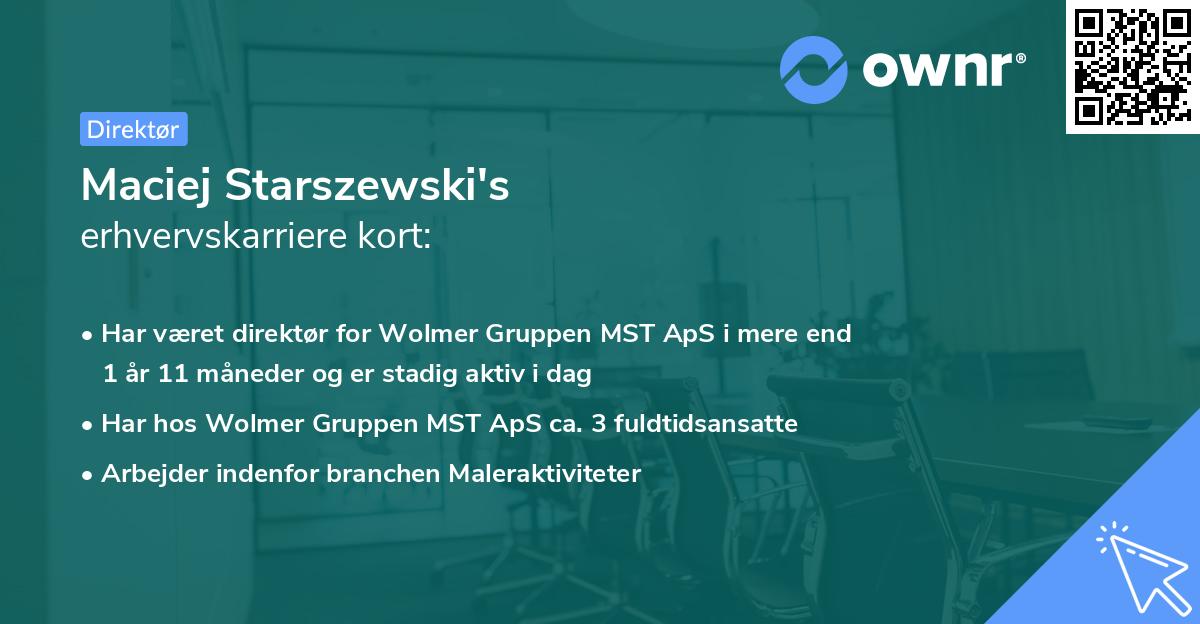 Maciej Starszewski's erhvervskarriere kort