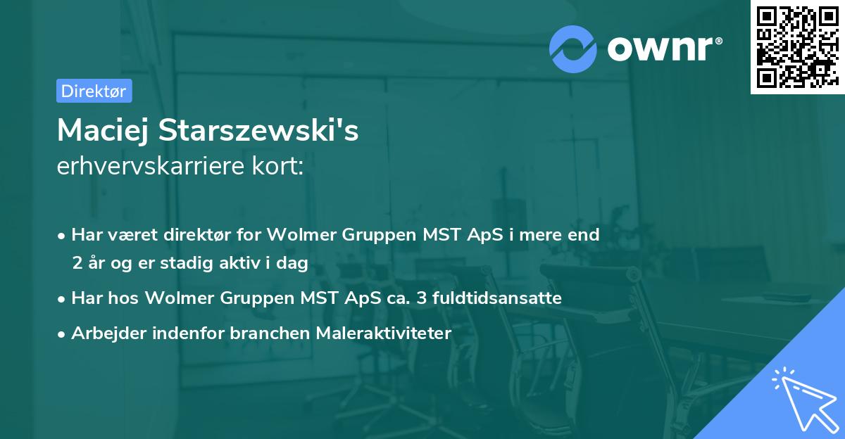 Maciej Starszewski's erhvervskarriere kort