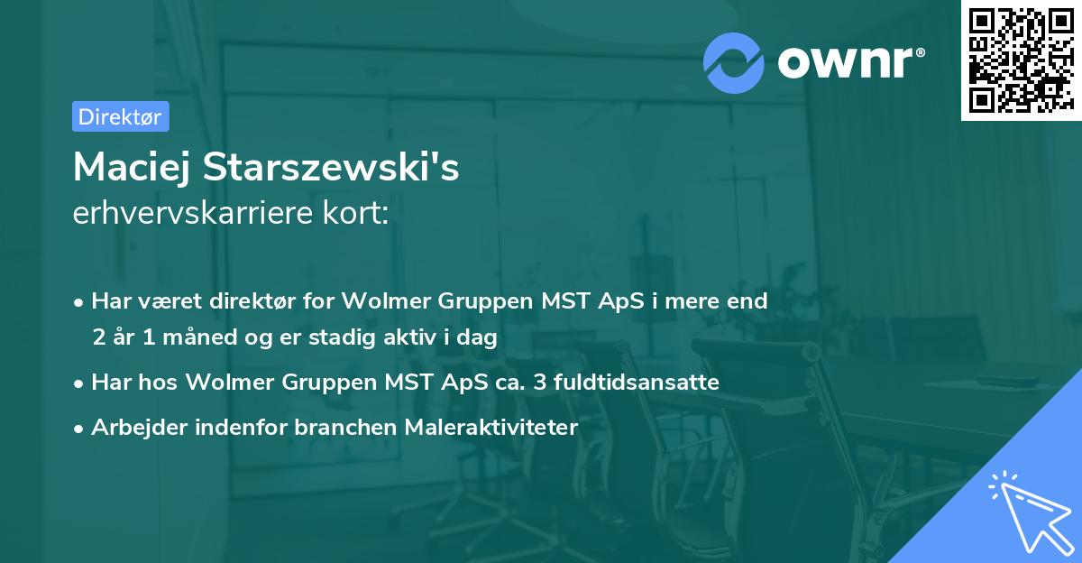 Maciej Starszewski's erhvervskarriere kort