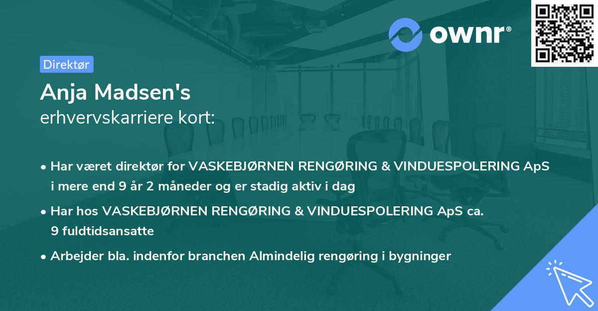 Anja Madsen's erhvervskarriere kort