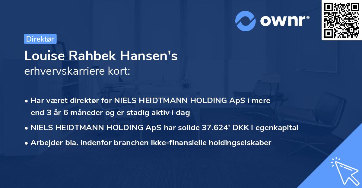 Louise Rahbek Hansen's erhvervskarriere kort