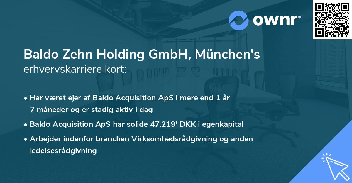 Baldo Zehn Holding GmbH, München's erhvervskarriere kort