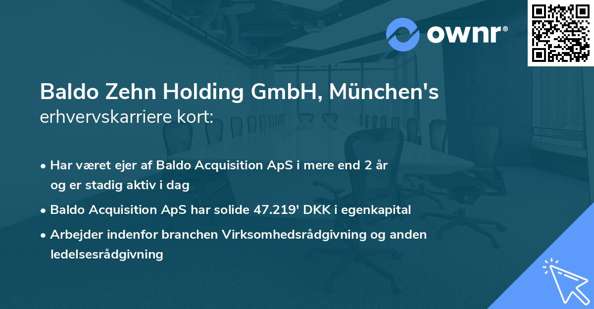 Baldo Zehn Holding GmbH, München's erhvervskarriere kort