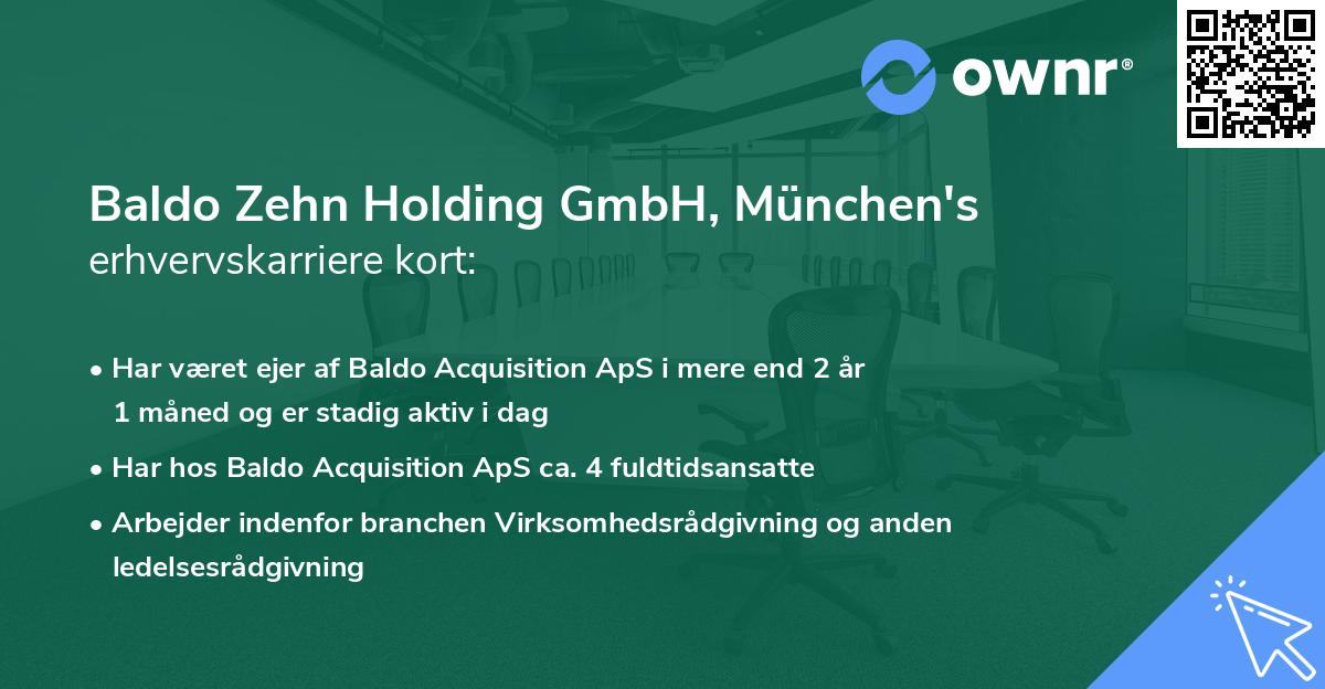 Baldo Zehn Holding GmbH, München's erhvervskarriere kort