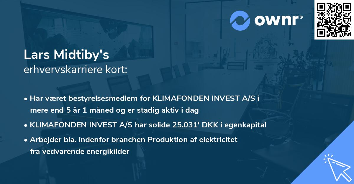 Lars Midtiby's erhvervskarriere kort