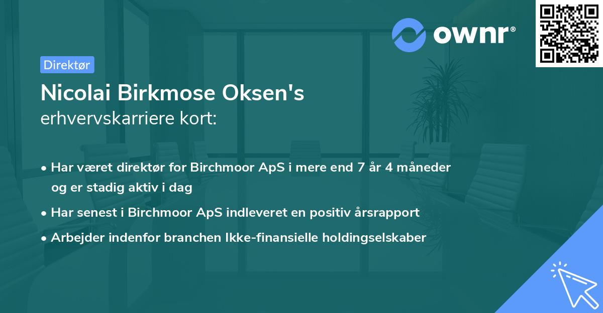 Nicolai Birkmose Oksen's erhvervskarriere kort