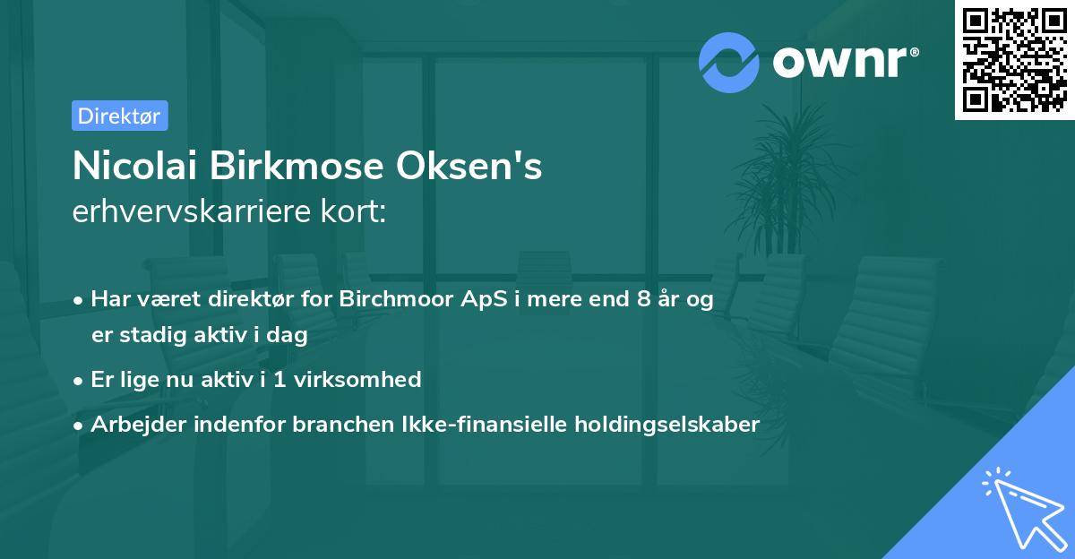 Nicolai Birkmose Oksen's erhvervskarriere kort