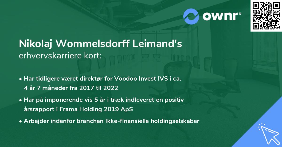 Nikolaj Wommelsdorff Leimand's erhvervskarriere kort