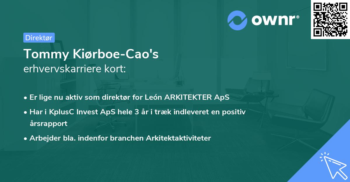 Tommy Kiørboe-Cao's erhvervskarriere kort